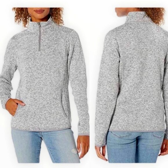 Thread Supply Heather Gray White Long Sleeve Pullover Quarter Zip Sweatshirt XL - Picture 1 of 7